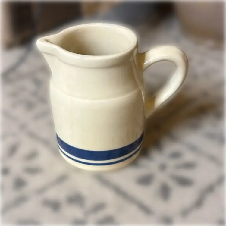 Vintage Roseville, Ohio Blue & White Creamer
