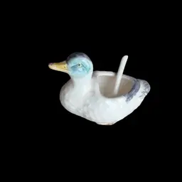 Itty Bitty Baby Drake Mallard Duck 🦆 Salt Cellar With Spoon 3”