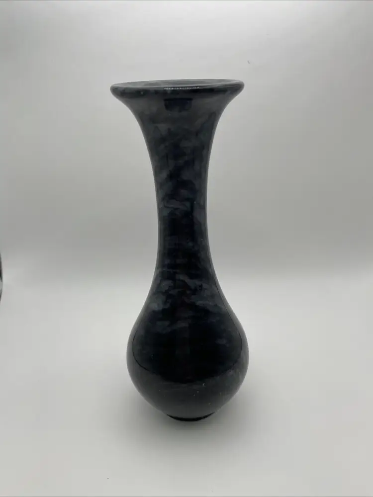 Black Marble Polished Bud Vase 5 In Tall