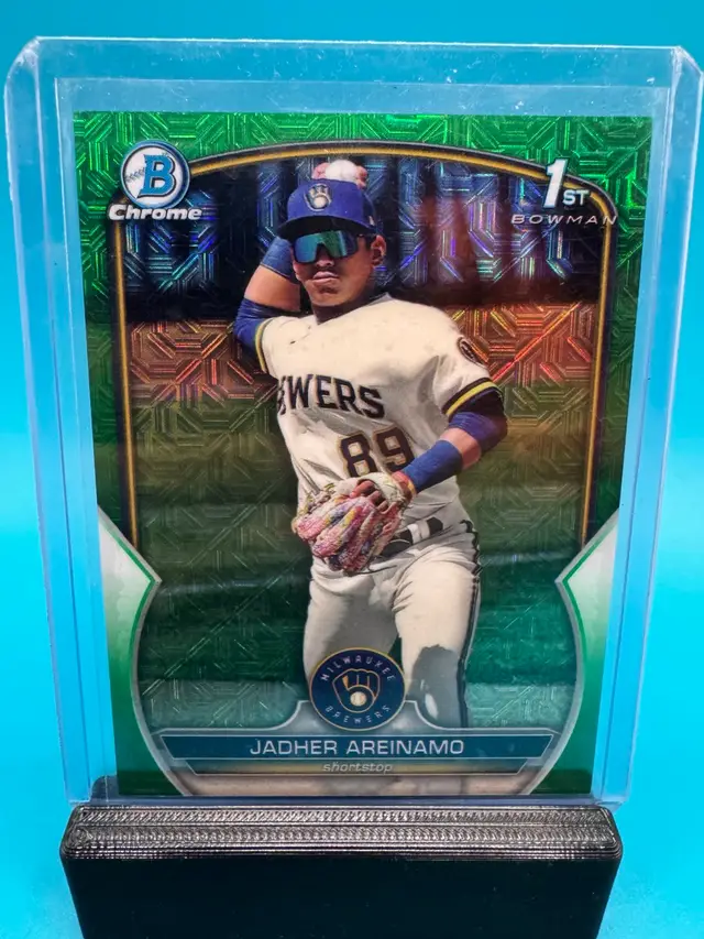 Jadher Areinamo 1st Bowman Chrome Green Mojo Refractor /99 Milwaukee Brewers
