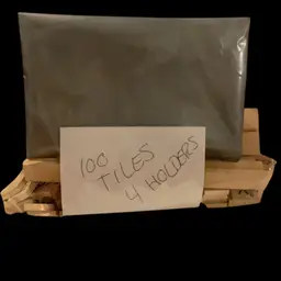 100 Scrabble Letter Tiles 4 Holders & Bag