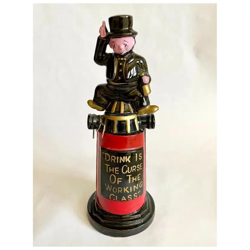 1960's Bar Enesco Novelty Liquor Decanter with Man Lid Oscar Wilde: "Drink is the curse of the working class" - Japan