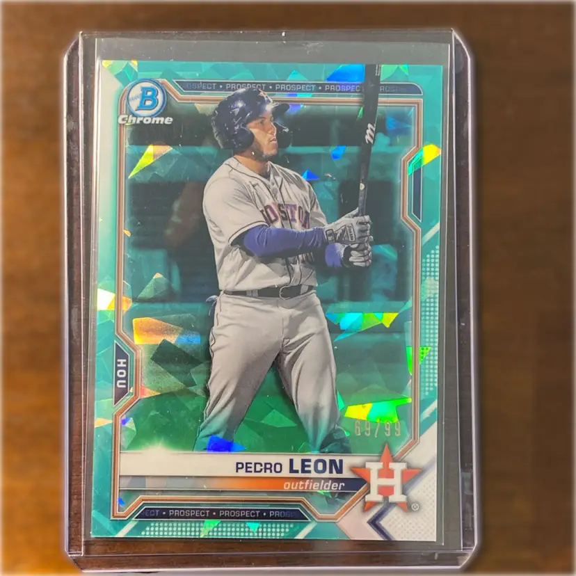 2021 Bowman Chrome Sapphire Pedro Leon Variation 1st Aqua /99 Houston Astros