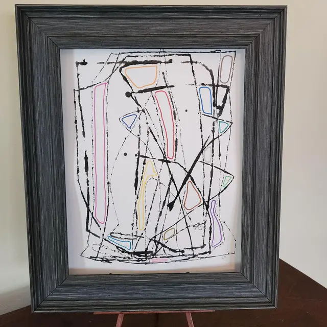 Acrylic Marble Art Painting On Watercolor Paper, Colorful, Original, Signed By The Artist.  Frame Not Included. 8x10