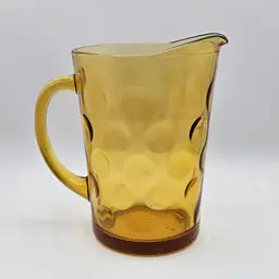 Hazel Atlas Pitcher El Dorado Amber Yellow Gold Coin Dot Glass Pitcher Carafe
