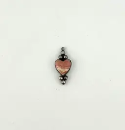 Vintage Sterling Silver Rhodonite Heart Charm 1.25”