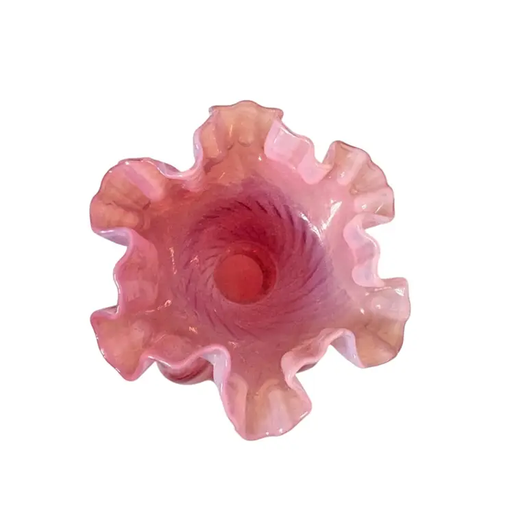 Fenton Cranberry Swirl Melon Vase