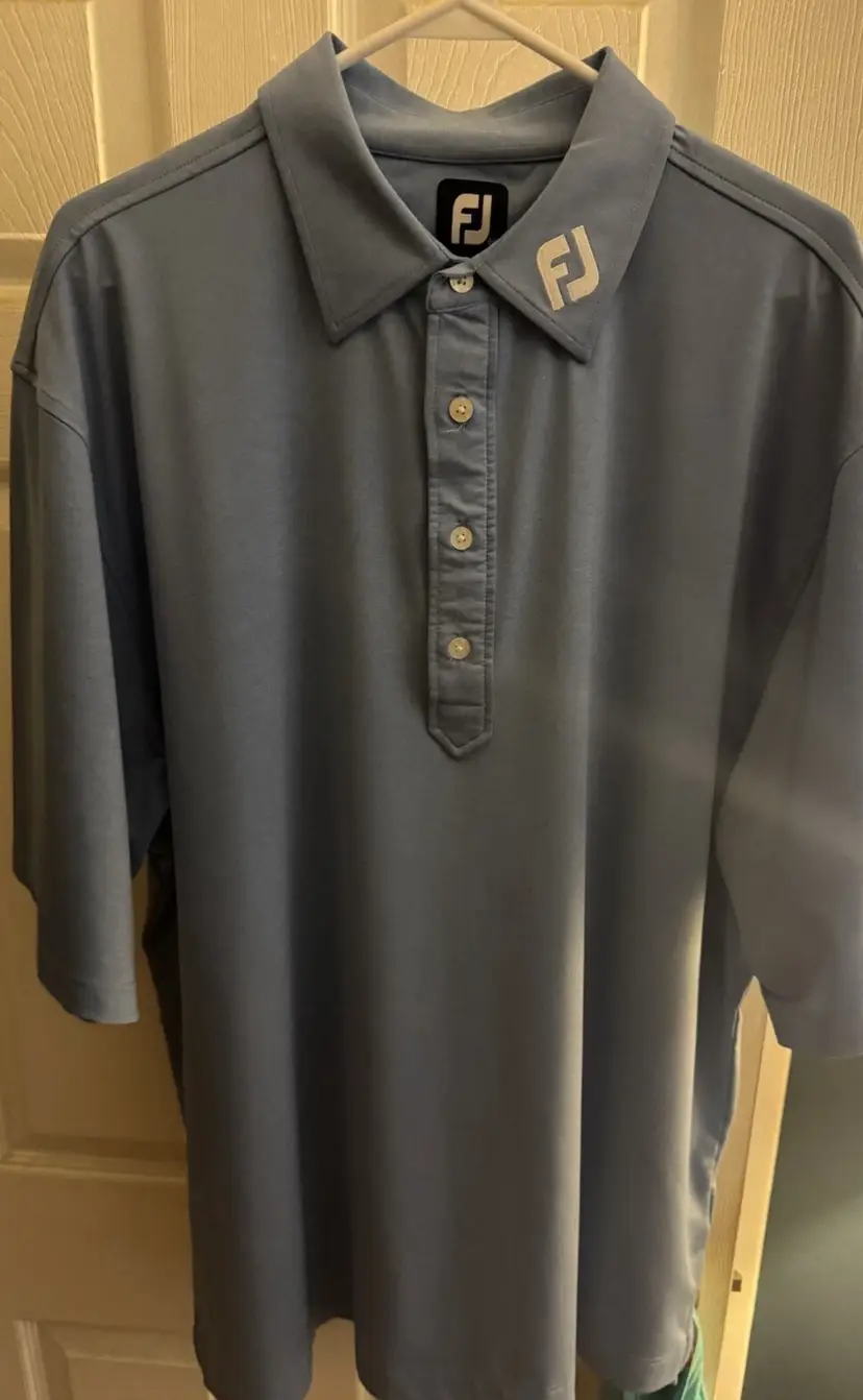 FootJoy Titleist Golf Shirt Mens XL Pro Patch And Collar Polo Light Blue PGA