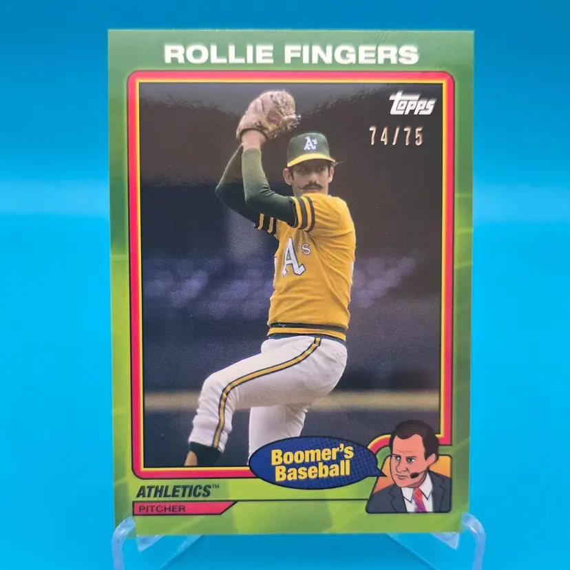 Rollie Fingers 2024 Topps X Chris Berman Boomer's Baseball Green Parallel RC 74/75 Athletics