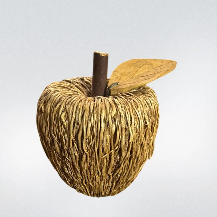 Rustic Apple Made Of Raffia And Wood