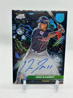 José Ramírez - 2025 Topps Cosmic Chrome Black Eclipse Refractor Auto /10 Cleveland Guardians