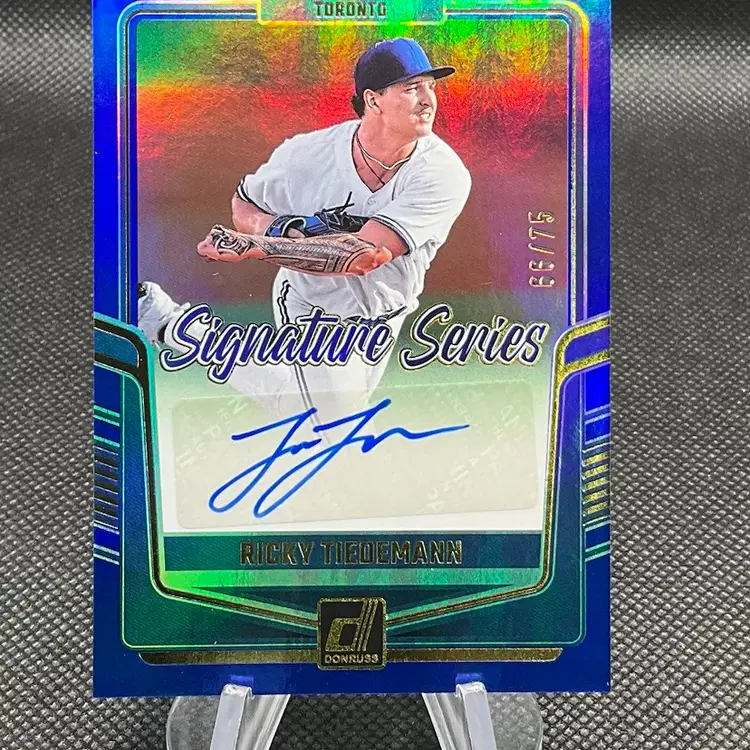 RICKY TIEDEMANN 2024 Donruss Baseball Blue Parallel Auto #/75- Toronto Blue Jays 