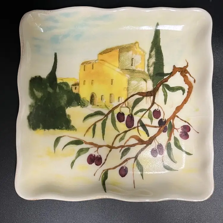Sur La Table - “Tuscan Olive”- Square Plate- Trinket Dish- 7”