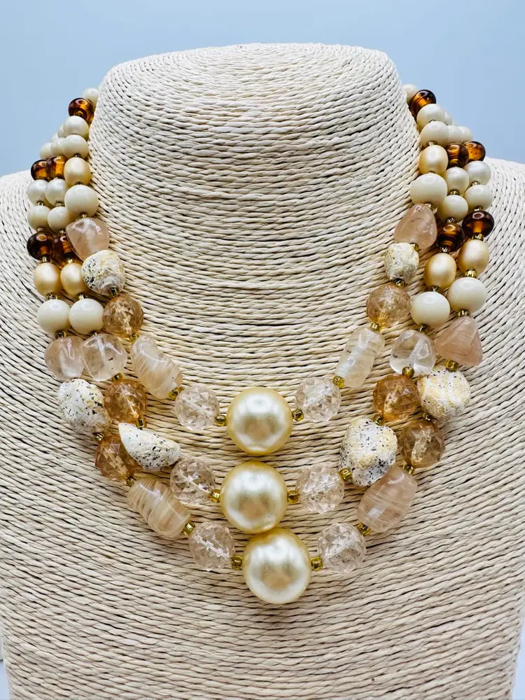 Vintage Japan Multi Mix Glass & Stone Necklace