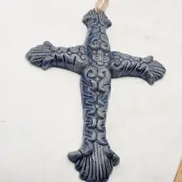 Studio Art Pottery cross religion wall hanging
