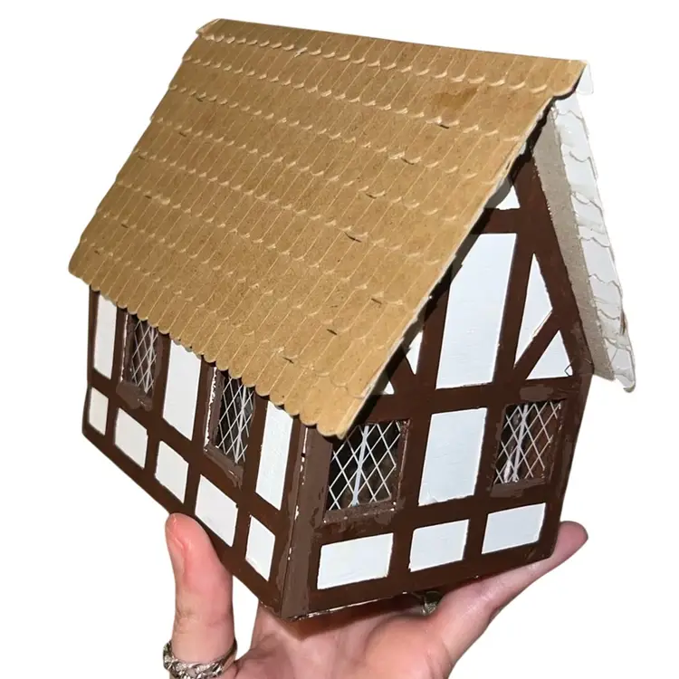 Vintage Handmade Farmhouse Tudor Style Made For Model Trains 6.5” x 5.5”