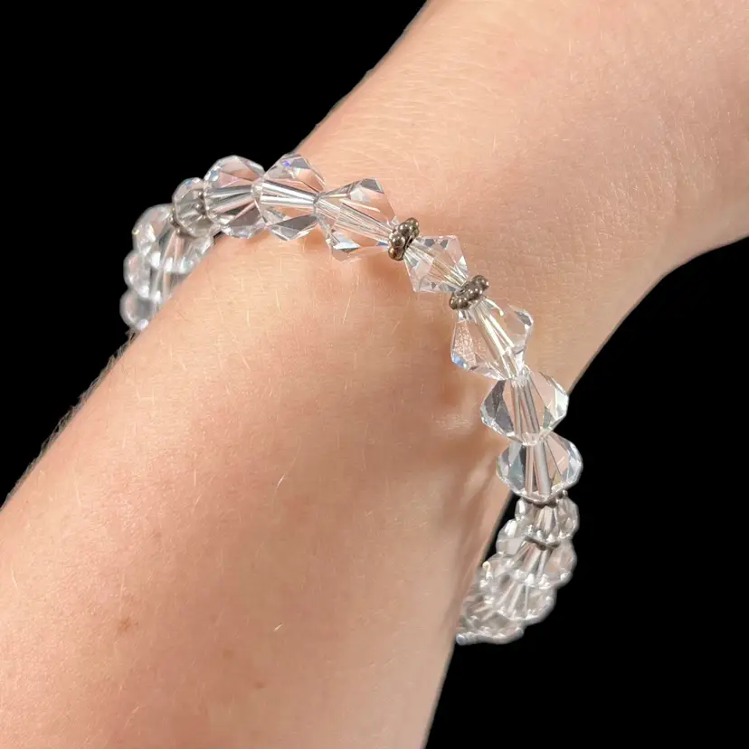 Vintage Clear Crystal Bracelet With Lobster Clasp