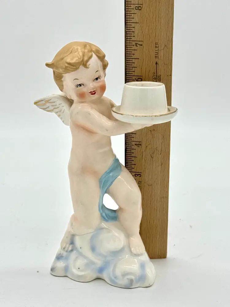 Candleholders Porcelain Cherub 7”H x4.5”W