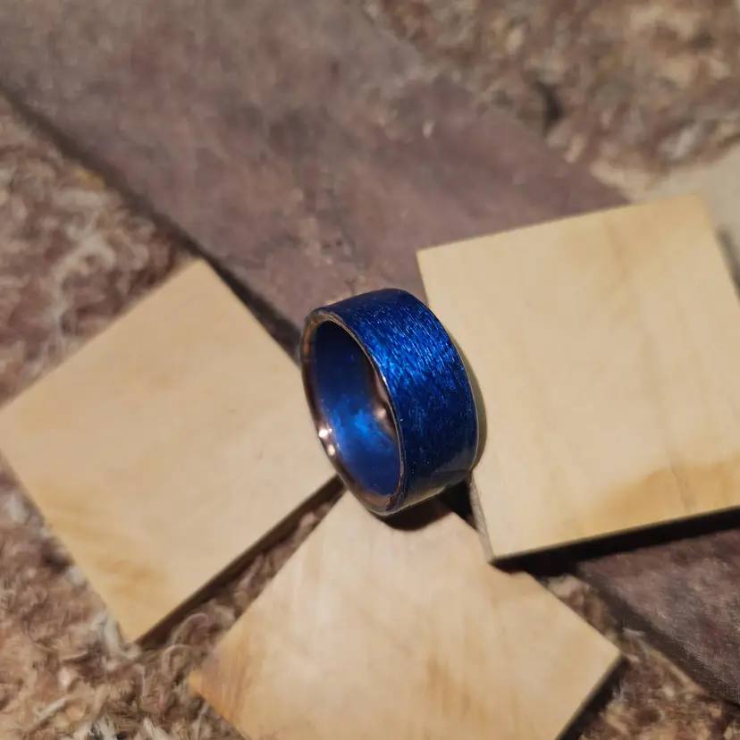 Blue dyed maple copper core ring s.6.5.