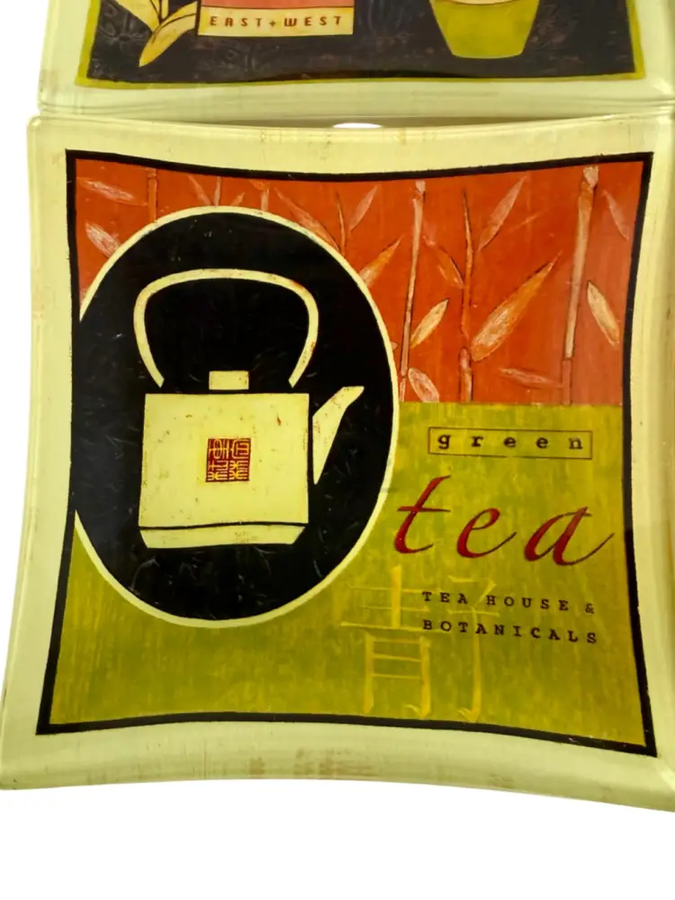 Set Of 4 Prima Donna Square Glass Tea Dessert Plates W/Labels
5-5/8” Square x 1” H