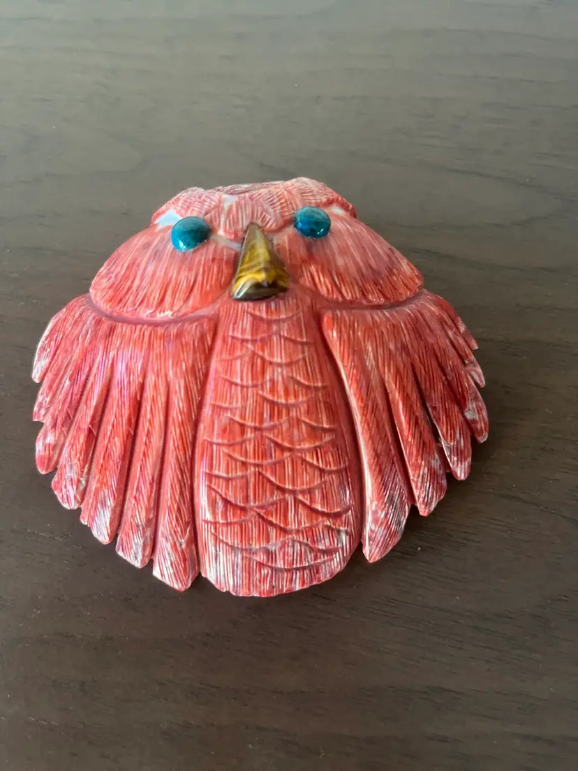 Shell Owl With Natural Stones