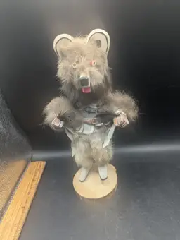 Vintage Kachina Doll Bear With Removable Mask Signed