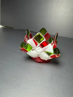 Fused glass handkerchief voitive/trinket bowl