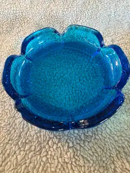 Vintage Cobalt Blue Anchor Hocking Ashtray Trinket Dish