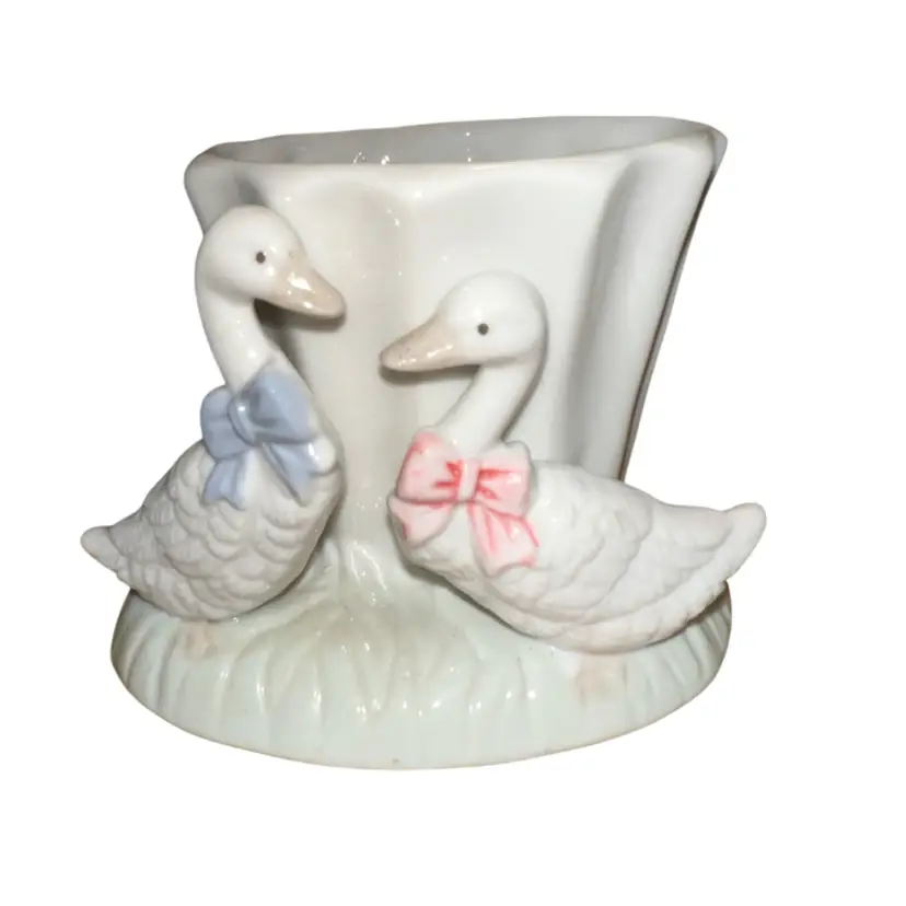 Vintage Otagiri Porcelain Goose Geese Duck Votive Holder Cottagecore 2.5”Tx 3.25”. 2.75”