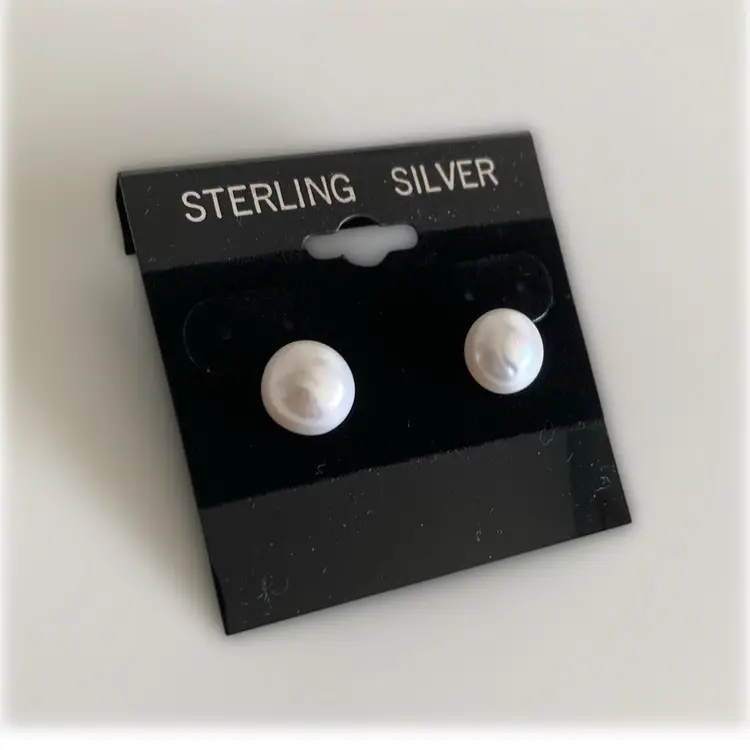 Vintage Genuine 3/8” Pearl with Sterling Silver Earrings