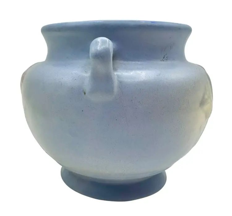 Vintage Hull Pottery 1938 Sueno Tulip Blue Jardiniere Vase Floral #117-30 USA 4”