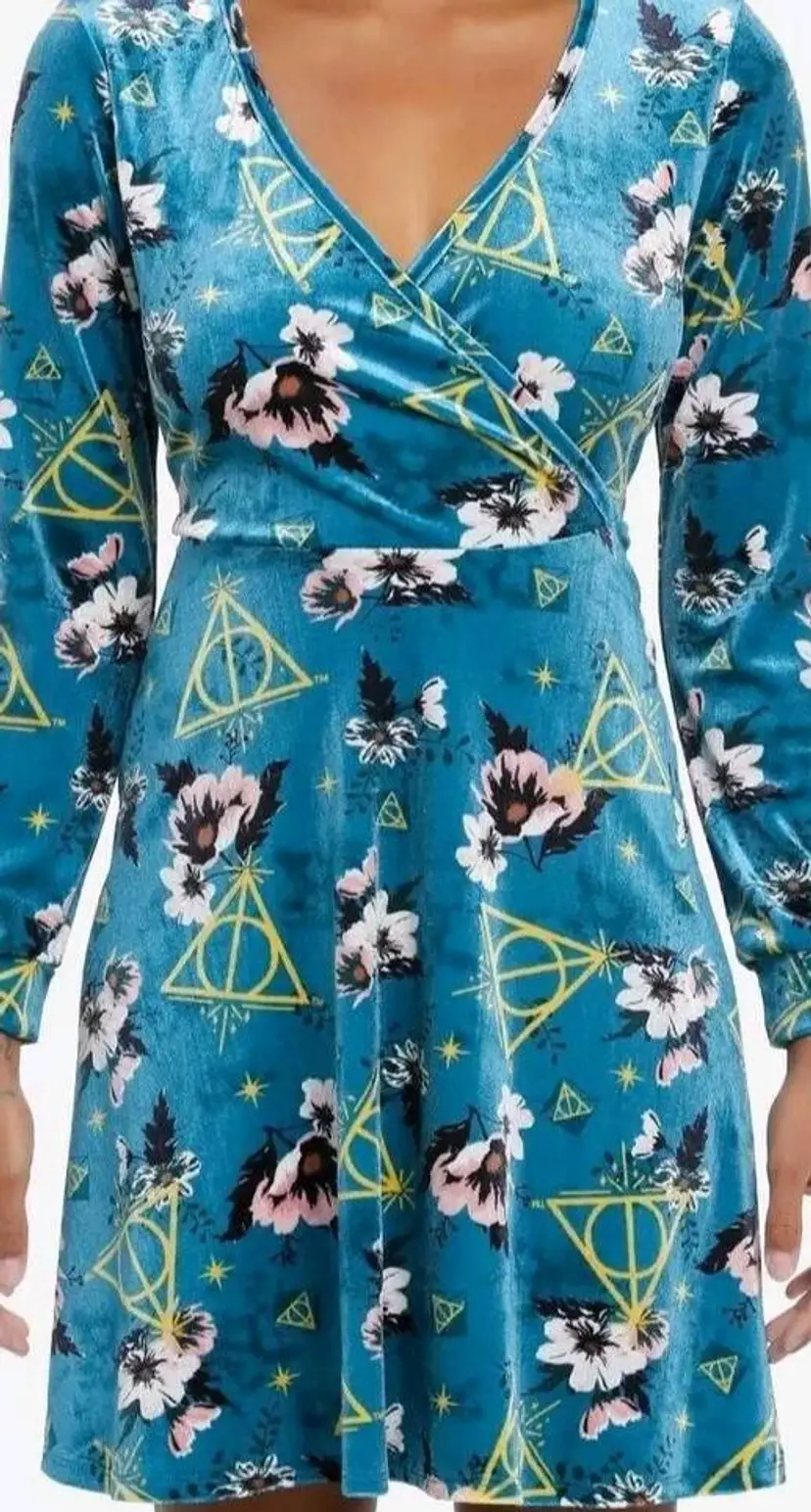 Harry Potter Dress Deathly Hallows Floral Large - New In Plastic - hot topic
