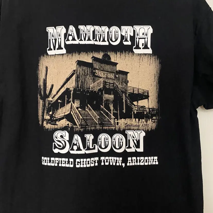 Vtg 1990’s 90’s Mens Graphic Tee T Shirt XL Black Mammoth Saloon Goldfield AZ
