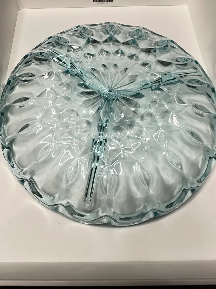 Anchor Hocking Light Blue Divided Plate Fairfield Pattern