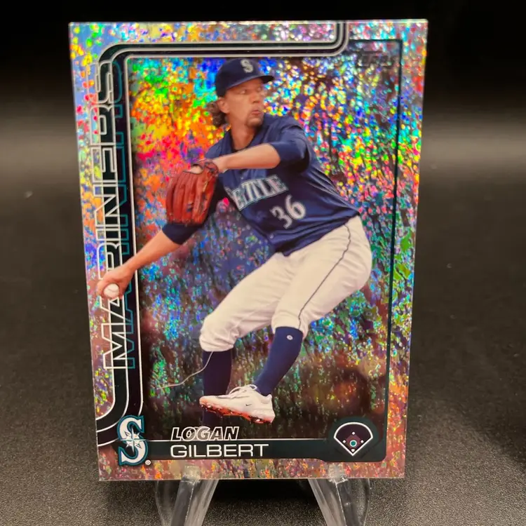 Logan Gilbert Confetti Parallel 2025 Topps Seattle Mariners