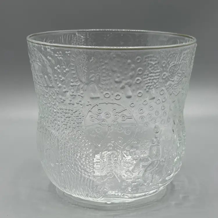 Arabia Finland Oiva Toikka Fauna Pattern Glass Bowl Vase Clear Wildlife Zoo Animals