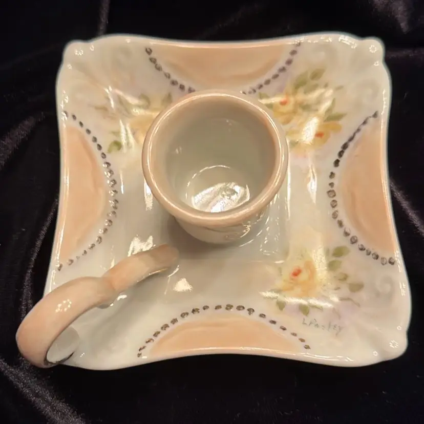 Vintage Hand-Painted Porcelain Chamberstick