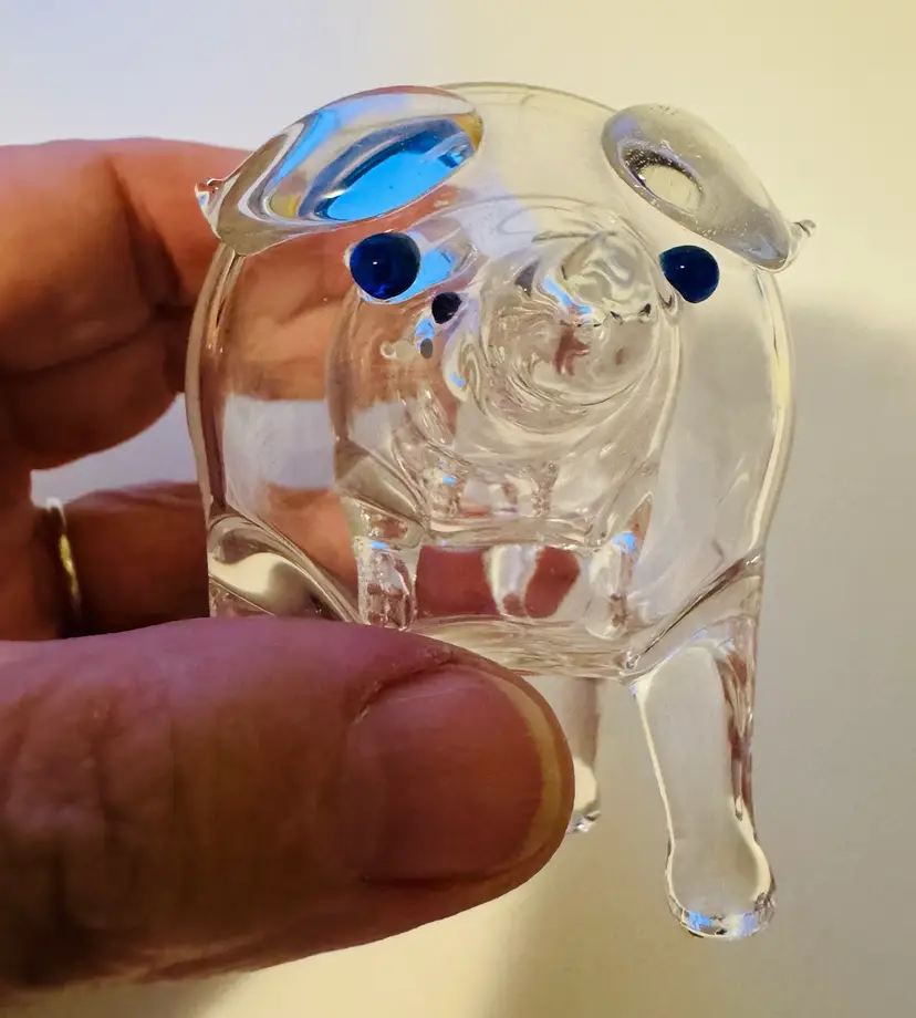 Very Unique Hand Blown Art Glass - Pig In A Pig In A Pig