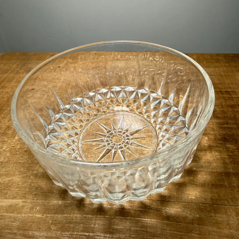 France I Arcoroc Diamond Cut Glass Bowl