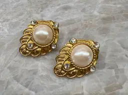 #09 - Vintage KJL for Avon Renaissance Collection Pearl & Rhinestone Pierced Earrings