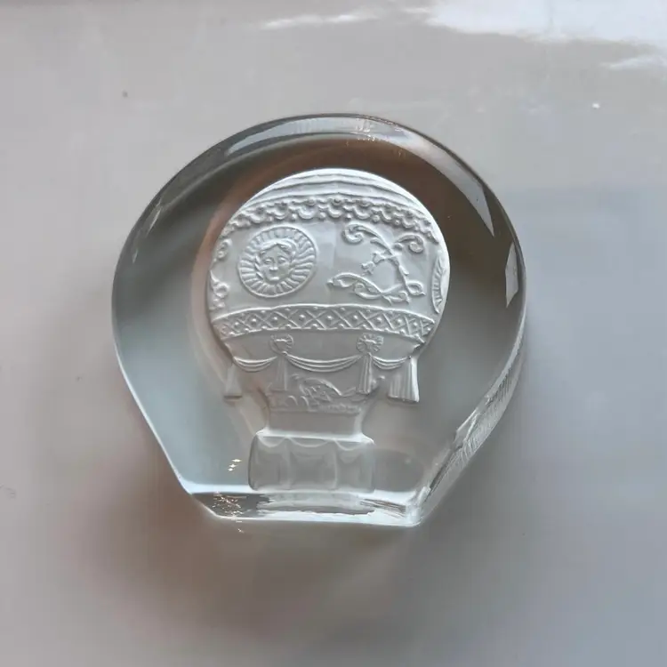 Vintage Hot Air Balloon Clear Crystal Glass Paperweight 3”  Retro Gift- Gift