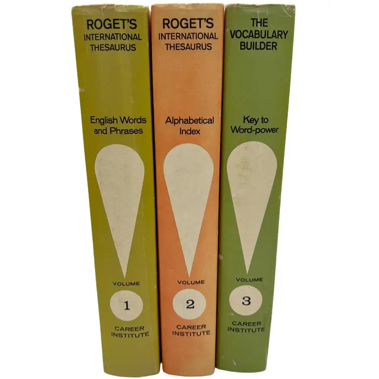 1970 Roget's Thesaurus 3-Volume Set w/ Index & Vocabulary Builder Career Inst
