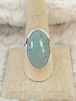 Amazonite Oval Statement Ring Size 9.5