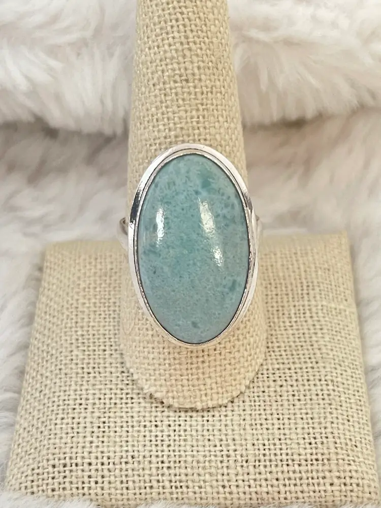 Amazonite Oval Statement Ring Size 9.5