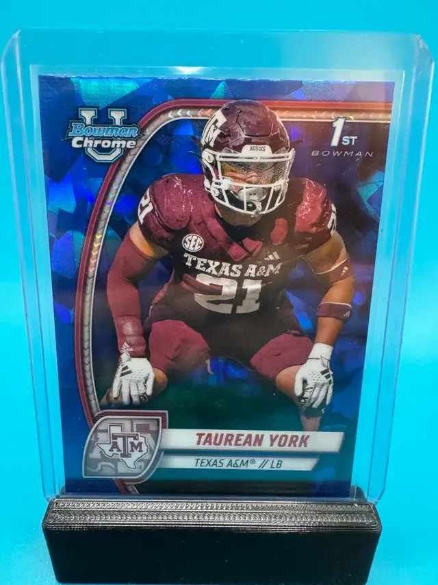 Taurean York 1st Bowman Chrome U Sapphire Texas A&M Aggies