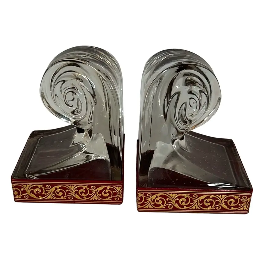 Vintage Glass Ram Horn Bookends