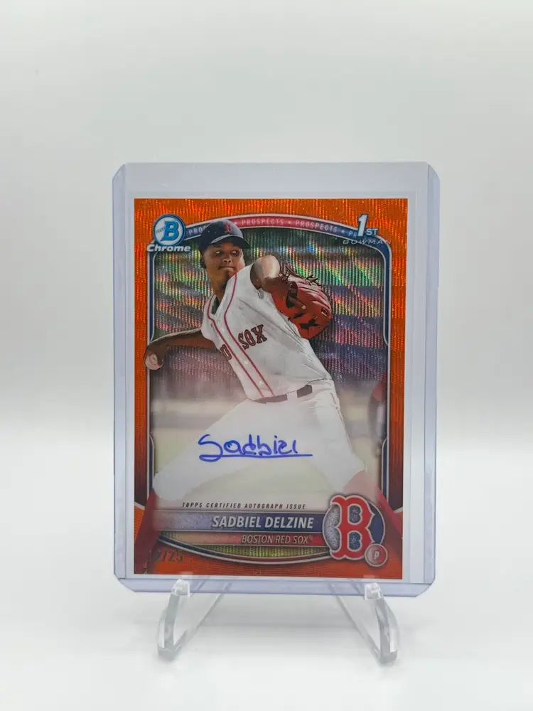 2025 Bowman Chrome Sadbiel Delzine Orange Wave Auto /25 Redsox