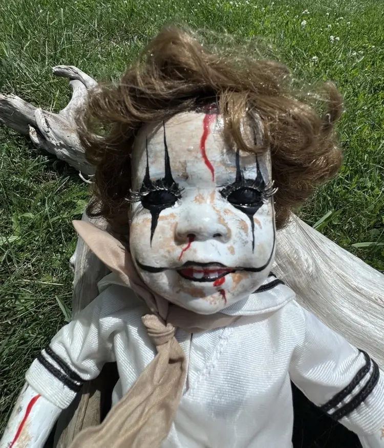 Horror Doll Edgar Creepy Horror Scary Halloween Doll OOAK (One Of A Kind) 16” Tall & Hand Painted Stage Prop or Halloween Decoration