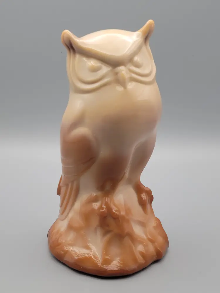 Fenton Caramel Slag Glass Owl Figurine
