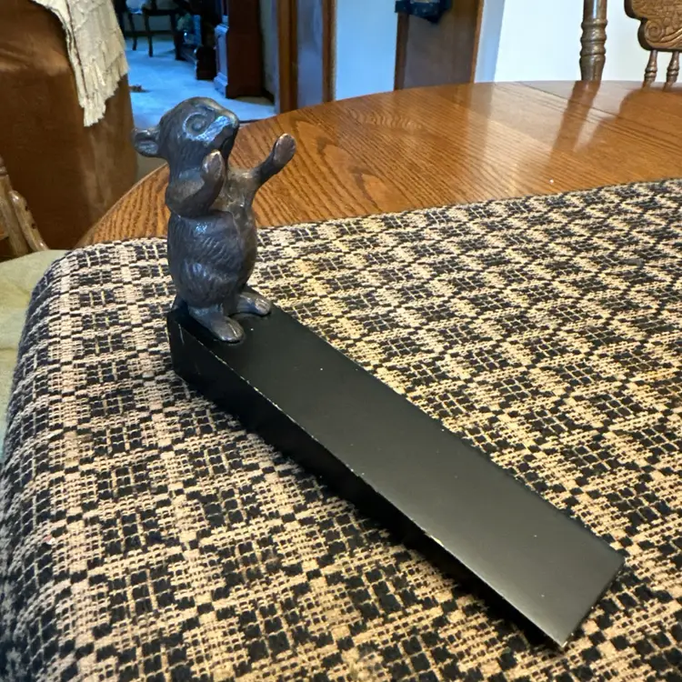 Vintage Cast Iron Brass Mouse Doorstop Door Stop